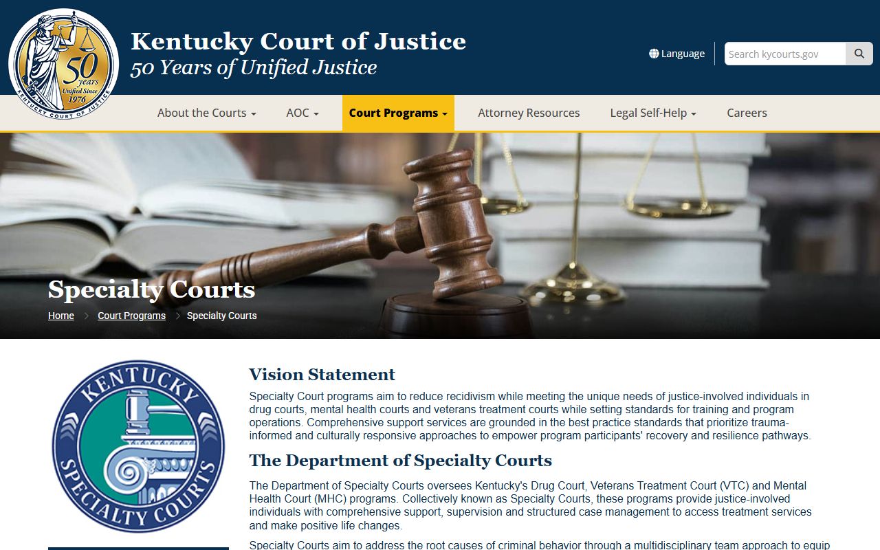 Kentucky specialty courts program page